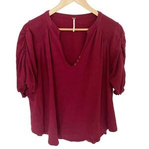 Free People V- Neck Short Sleeve Top